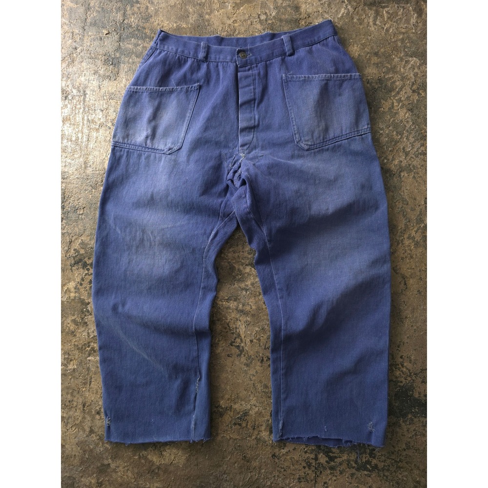 Vintage 1960s Blue German Work Pants 29x24 Faded Cutoff